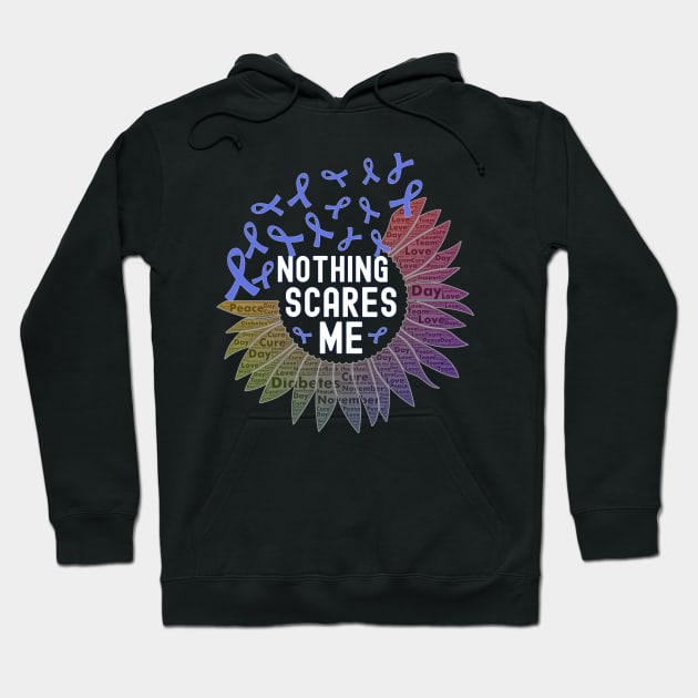 Nothing Scares Me World Diabetes Day Blue Sunflower Ribbon Hoodie by alcoshirts